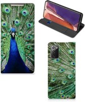 GSM Hoesje Geschikt voor Samsung Galaxy Note20 Wallet Book Case Pauw