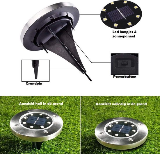 4 pièces ensemble LED Spots à enterrer - 8 x LED - Set Solar de Jardin -  Eclairage de... | bol.com