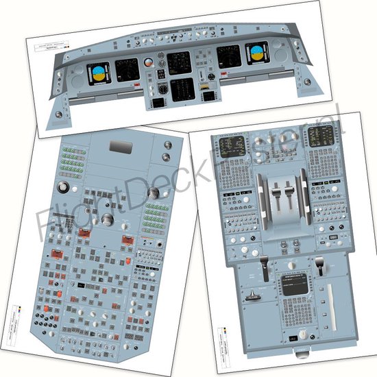 Airbus A330 - 200 / 300 - Triple-A (elk instrument panel op een eigen poster) FlightDeckPoster / Cockpitposter / Cockpit poster / Cockpit mockup