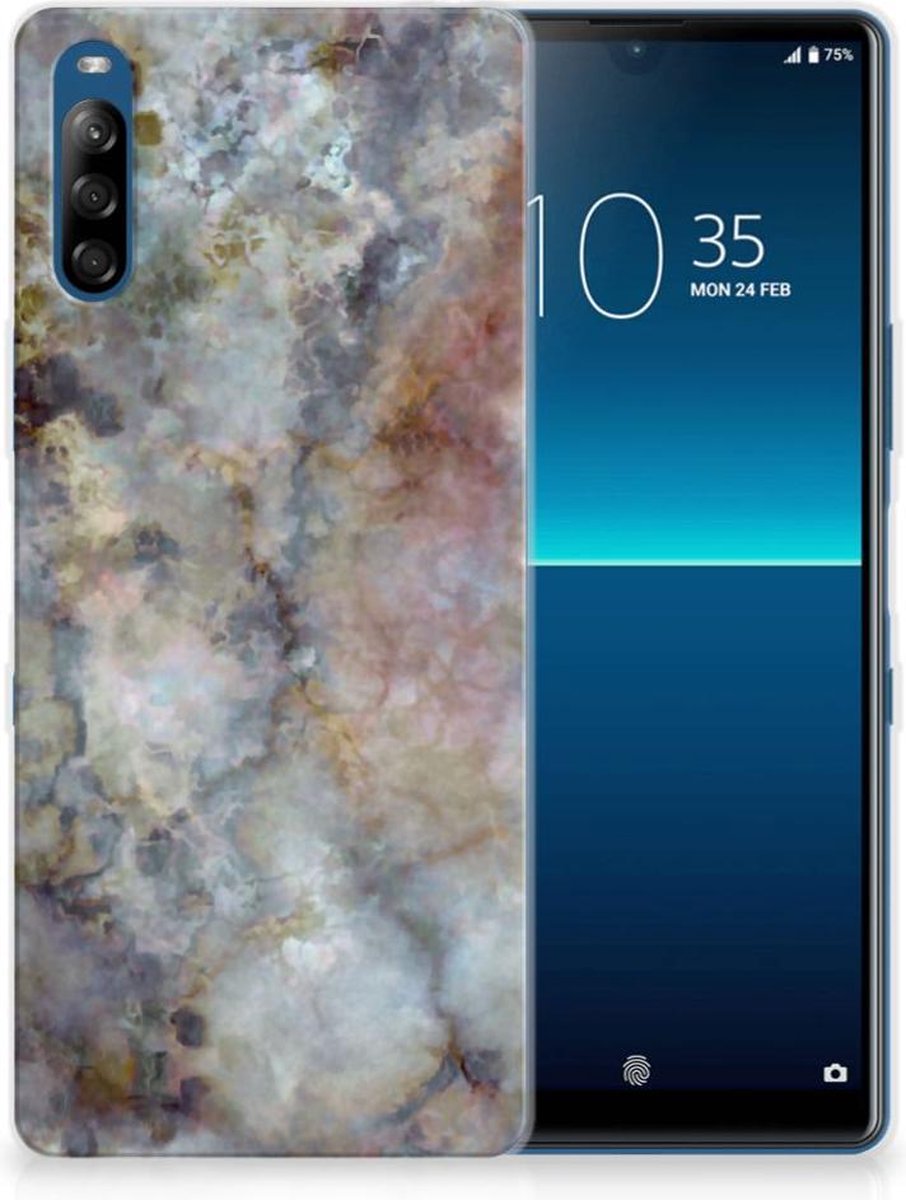 Sony Xperia L4 TPU Siliconen Hoesje Marmer Grijs