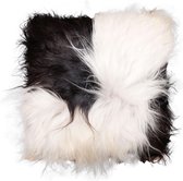 Stoelkussen - IJslandse schapenvacht wit zwart - stoelpad - zitkussen