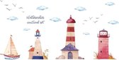 Muursticker - Vuurtorens - Zee - Boot - Kinderkamer - Woonkamer - stickers - Jongens & Meisjes