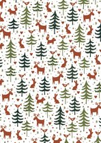 Kerst cadeaupapier Rendieren Groen Bruin - Toonbankrol breedte 70 cm - 200m lang - K691878-7-70cm