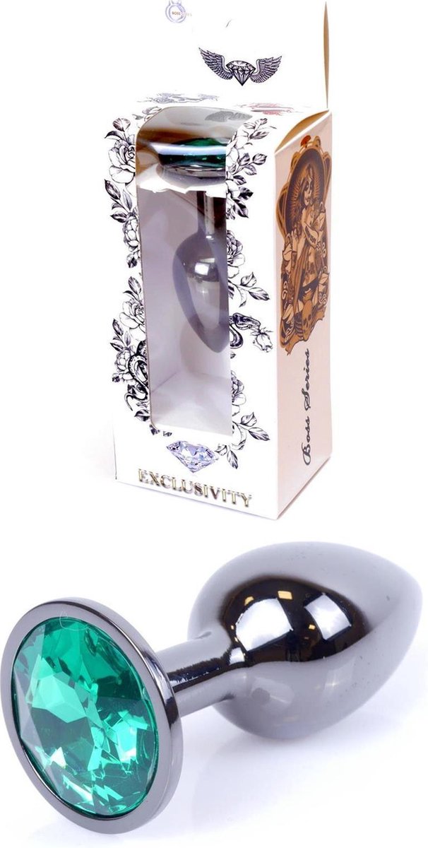 Goedkoopste Bossoftoys - Plug - Donker zilver - anaal - Groen - 64-00033 - gave cadeaubox