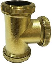 Wiesbaden koppel-teestuk 32mm tbv vloerbuis - Goud Look (Geborsteld Messing)