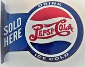 Pepsi Cola Sold Here.  Aluminium uithangbord 34 x 45 cm