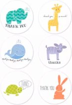 25 thank you dieren Stickers Kinderen- -Charme Bijoux