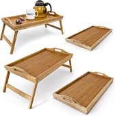 Relaxdays 4 x bedtafel - dienblad 50 x 30 cm - klapbaar - bamboe - ontbijt op bed