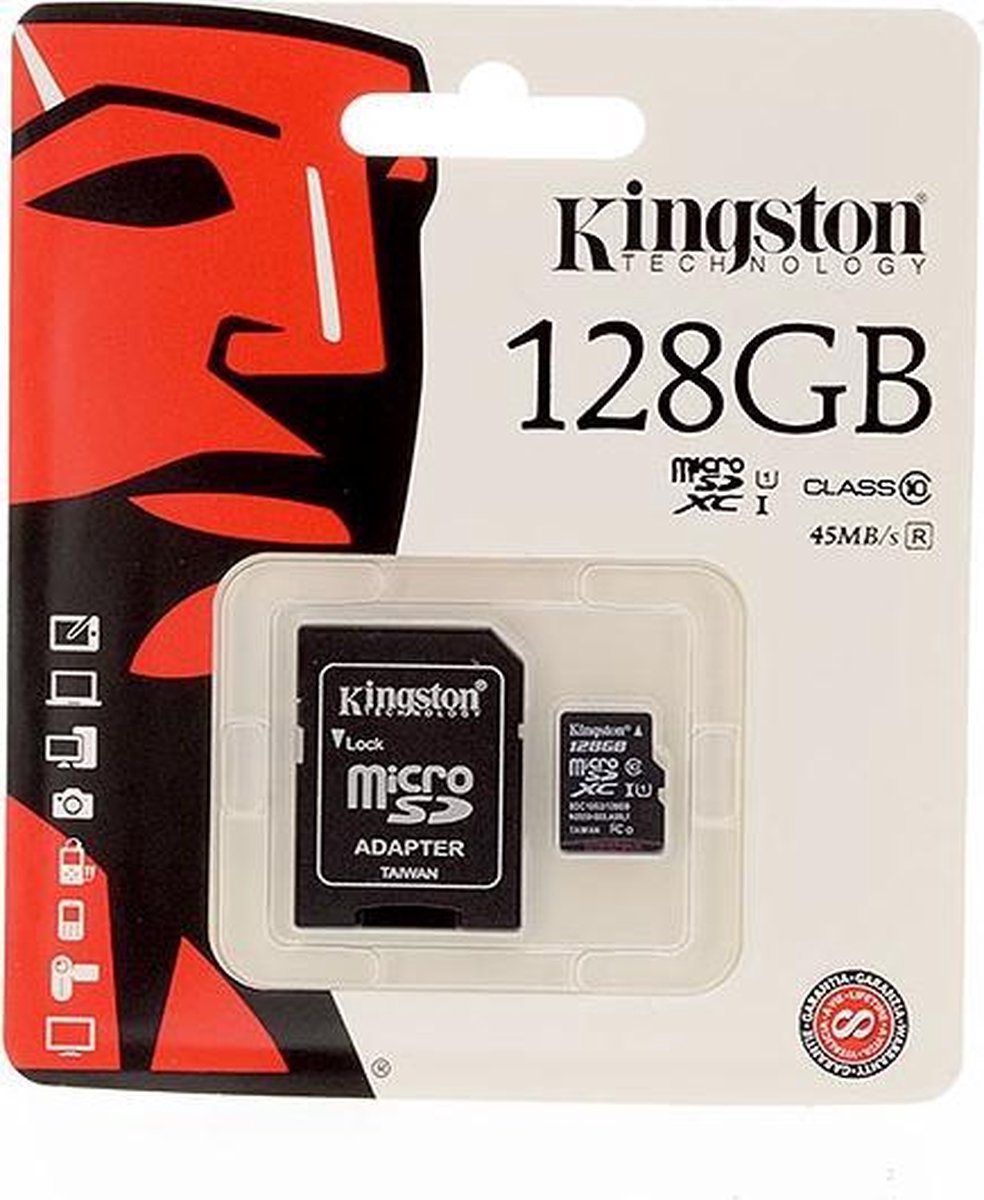 Kingston microSD kaart 128 GB + SD Adapter | bol.com