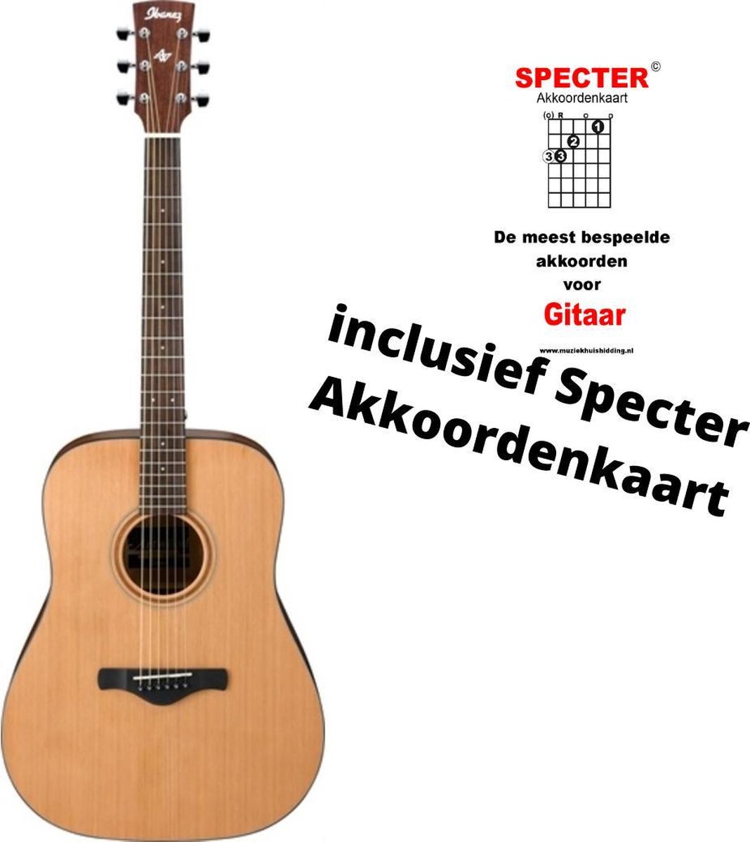 Ibanez Akoestische gitaar met handige akkoordenkaart