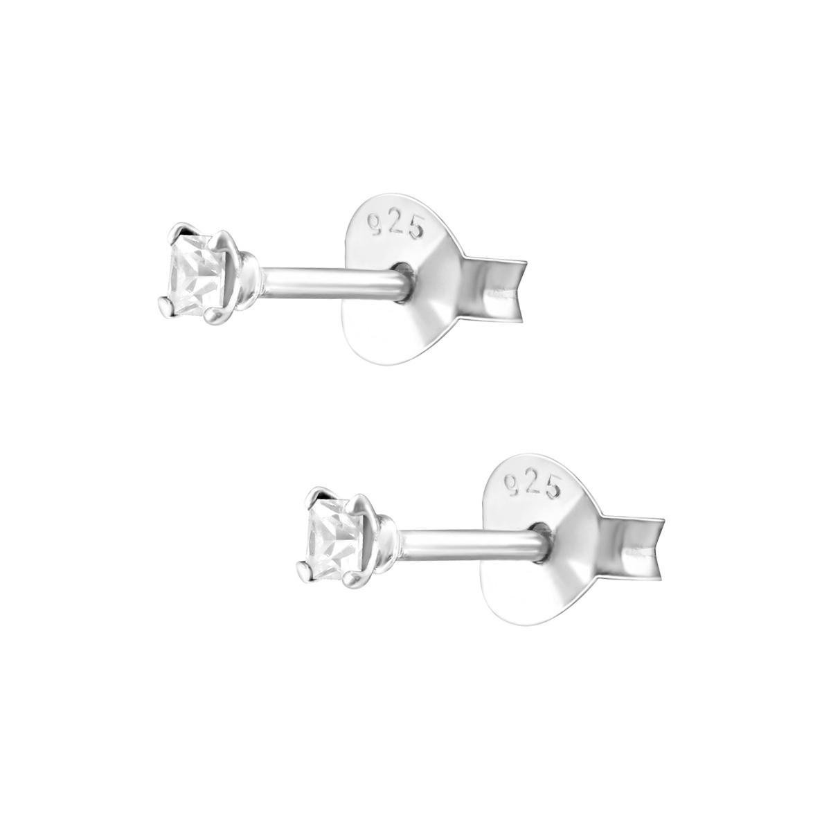Jewelryz Mini sparkle Oorbellen | 925 sterling zilveren oorknoppen met zirkonia | 2x2 mm