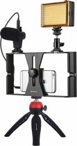 Picca 4 in 1 Tripod - Vlog set – Microfoon – LED  – Camera Statief - Rood