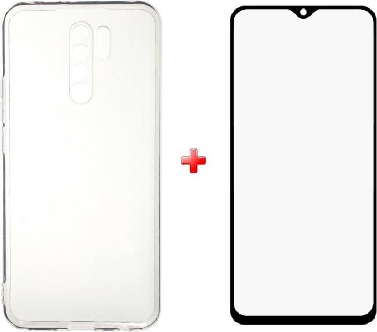 Shockproof silicone tpu gel hoesje Xiaomi Redmi 9 met full cover glas screenprotector