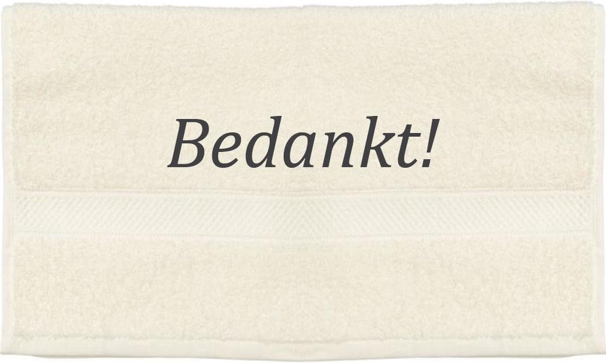 Handdoek - Bedankt - 100x50cm - Creme