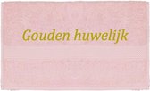 Handdoek - Goudenhuwelijk - 100x50cm - Roze