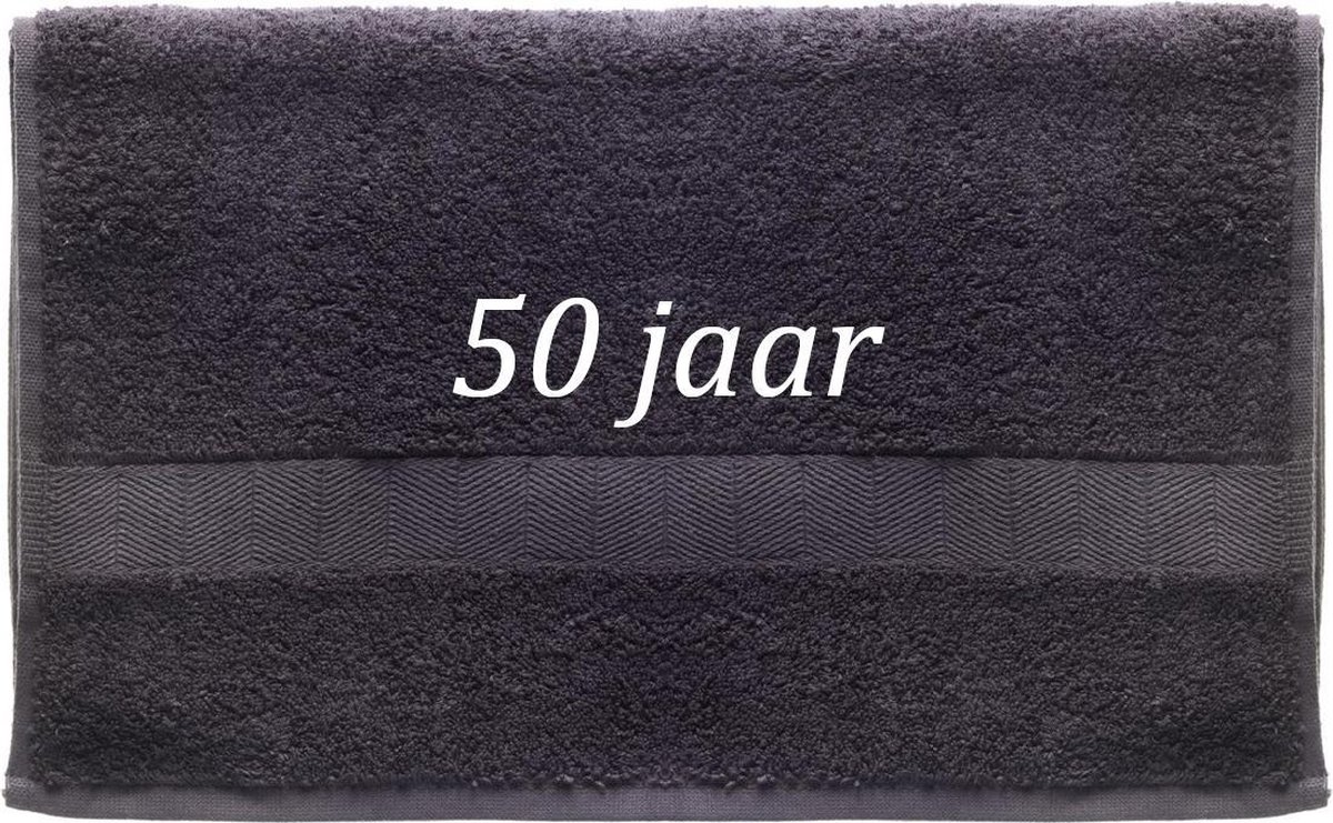 Handdoek - 50 jaar - 100x50cm - Grijs