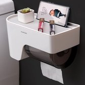 Decopatent® Toiletrolhouder met Leg plankje & Telefoon sleuf - Zonder boren - Hangende toiletpapierhouder - Toilet Wc rol houder