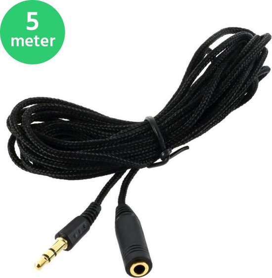 Audio Verlengkabel 5 meter - Female To Male - Aux / 3,5 mm Mini Jack Headset Stereo Kabel Verlengsnoer