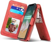 CASEME - Apple iPhone Xs Max Retro Removable Wallet Case - Rood