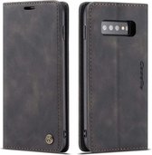 CASEME - Samsung Galaxy S10 Retro Wallet Case - Zwart