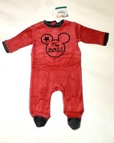 Mickey Mouse velours boxpak rood 'The Boss' maat 68