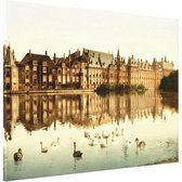 Oud Stadsgezicht Den Haag - Torentje, Binnenhof en Hofvijver - Oude Foto Print op Canvas Doek - 40x30 cm