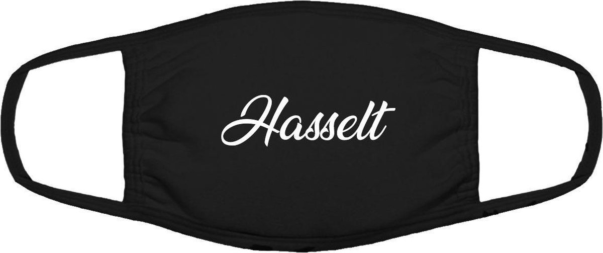 Hasselt mondkapje | gezichtsmasker | bescherming | bedrukt | logo | Zwart mondmasker van katoen, uitwasbaar & herbruikbaar. Geschikt voor OV