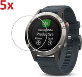 Tempered Glass Screenprotector Geschikt Voor Garmin Fenix 5  (Plus/Sapphire) - Screen Protector Ultradun Gehard Glas - Display Schermbeschermer Beschermglas - Set Van 5 Stuks