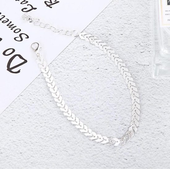 Silver Leaf Enkelbandje - Zomer Enkelband - Zilver - 25 cm - 1 stuks