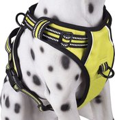 Frenkiez Reflective No Pull Dog Harness, Green/Yellow, XL