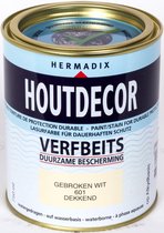 Hermadix Houtdecor Verfbeits Dekkend - 0,75 liter - 601 Gebroken Wit