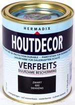 Hermadix Houtdecor Verfbeits Dekkend - 0,75 liter - 620 Zwart