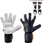 RWLK - One Touch Black White - Keepershandschoenen - met scheenbeschermers - maat 8 - voetbal keepershandschoenen - keepershandschoen - Goalkeeper handschoen