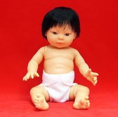 The Doll Factory Babypoppen Aziatisch Jongetje met Haar 34 cm