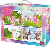 Puzzel Paarden en Prinsessen - 4 in 1 Kinderpuzzel - King - In Koffertje