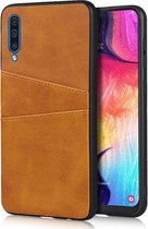 Card Case voor Samsung Galaxy A70 | PU Leren Back Cover | Luxe Telefoonhoesje | Pasjeshouder | Cognac Bruin