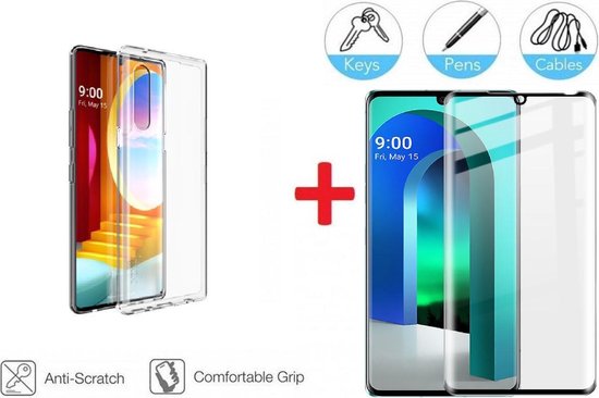 2-In-1 Screenprotector Hoesje Bescherming Protector Set Voor LG Velvet 4G/5G - Full Cover 3D Edge Tempered Glass Screen Protector Met Siliconen Back Bescherm Hoes Cover Case - Doorzichtig Gehard Glas Beschermglas Met Backcover Transparant 2-In-1 Screenprotector Hoesje Bescherming Protector Set Voor LG Velvet 4G/5G - Full Cover 3D Edge Tempered Glass Screen Protector Met Siliconen Back Bescherm Hoes Cover Case - Doorzichtig Gehard Glas Beschermglas Met Backcover Transparant
