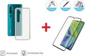 2-In-1 Screenprotector Hoesje Bescherming Protector Set Geschikt Voor Xiaomi Mi Note 10 - Full Cover 3D Edge Tempered Glass Screen Protector Met Siliconen Back Bescherm Hoesje Cover Case - Do