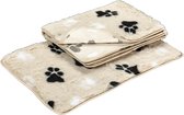 Lovely Nights vetbed/kleed beige with 2 color print paw anti-slip 100x75 rechthoek