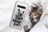 Samsung Galaxy S10 transparant siliconen hoesje - Life is better with a cat
