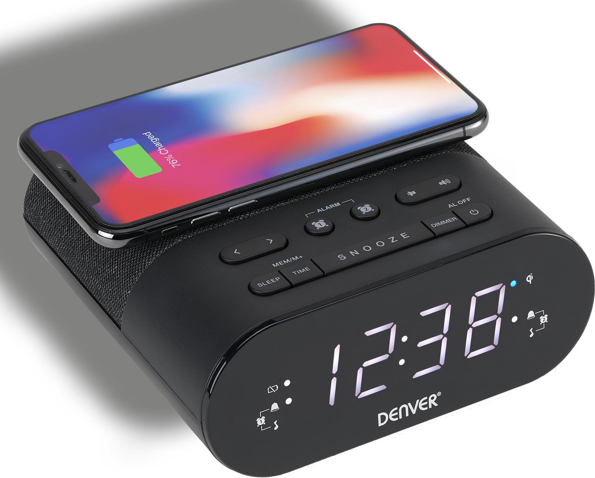 Maak het zwaar woonadres Vooruitzicht Denver Wekkerradio met Draadloze Oplader - Dual alarmklok en Dimmer -  Digitale Wekker... | bol.com