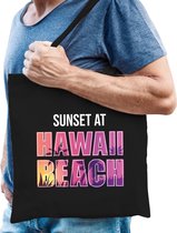 Sunset beach tas Sunset at Hawaii Beach voor heren - zwart - Beach party tas / bedrukte tasjes / tas / shopper