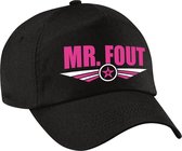 Mr fout fun tekst pet zwart voor heren - foute party petten/ fun tekst baseball caps