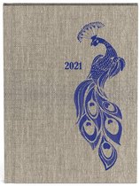Peacock agenda 2021 - 10 x 15 cm formaat - lannoo - pauw - blauw