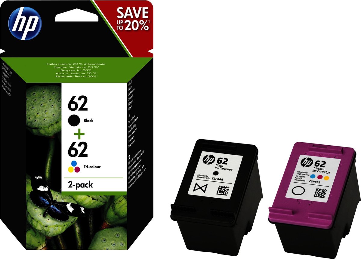 HP 62 - Inktcartridge / Zwart / Kleur / Dual-Pack