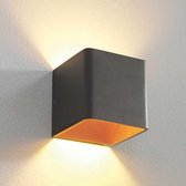 Wandlamp Fulda Zwart/Goud - 10x10x10cm - LED 6W 2700K 540lm - IP20 - Dimbaar > wandlamp binnen zwart goud | wandlamp zwart goud| wandlamp hal zwart goud | wandlamp woonkamer zwart