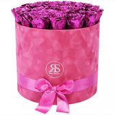Flowerbox Longlife Suzy metallic roze - Ruim assortiment aan Luxe & Handgemaakte cadeaus - Verras op een speciale manier - 2 jaar houdbare rozen!