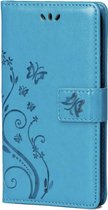 Samsung Galaxy A6 2018 Bookcase - Blauw - Bloemen - Portemonnee Hoesje - Pasjeshouder