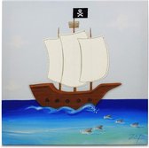 Ziegfeld Schilderij Piratenschip Jongens 30 Cm Canvas Blauw/wit