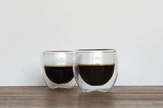 Dubbelwandige espresso glazen, set van 6 - 70ml